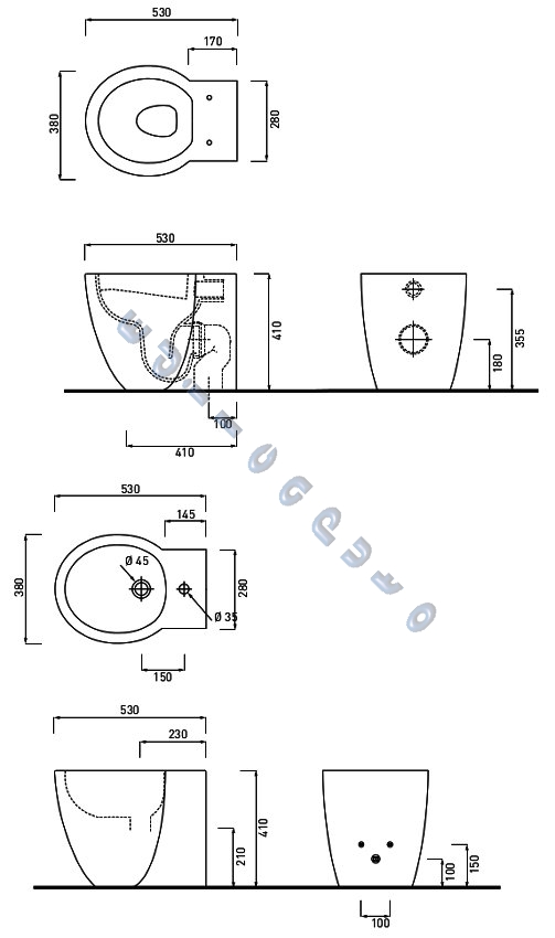 Ceramica Cielo Serie Easy.Sanitari Bagno Water Bidet E Coprivaso Easy Bath Evo A Terra Filo Parete Ebay